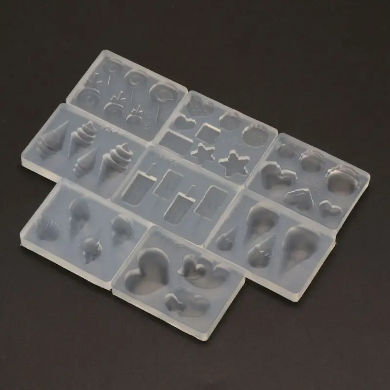 8Pcs Maisto 3D Akrilo Pelėsių Rinkinys Nagų Dailės PASIDARYK pats Apdailos Ledų, Sausainių Mišinį Dizaino Epoksidinės Dervos Pelėsių Papuošalai Formavimo Priemonės