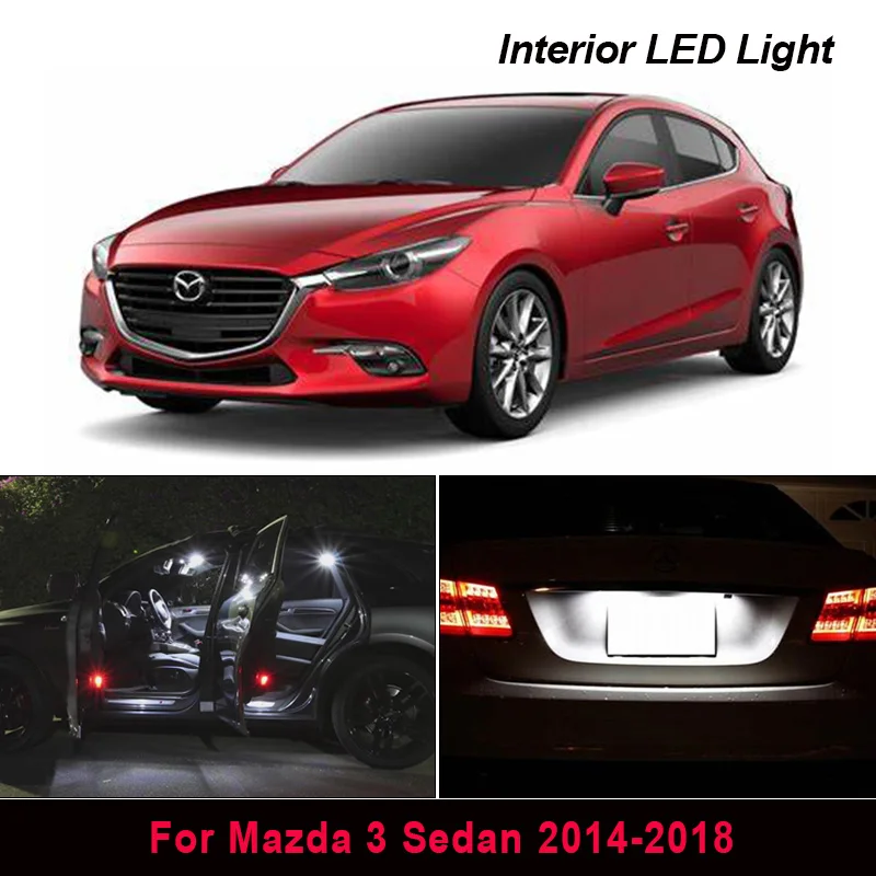 8Pcs Xenon Baltas LED Interjero Paketą rinkinys + Licenciją Plokštelės Šviesos Mazda 3 Sedanas-2018 M. Žemėlapio Dome Kamieno šviesos