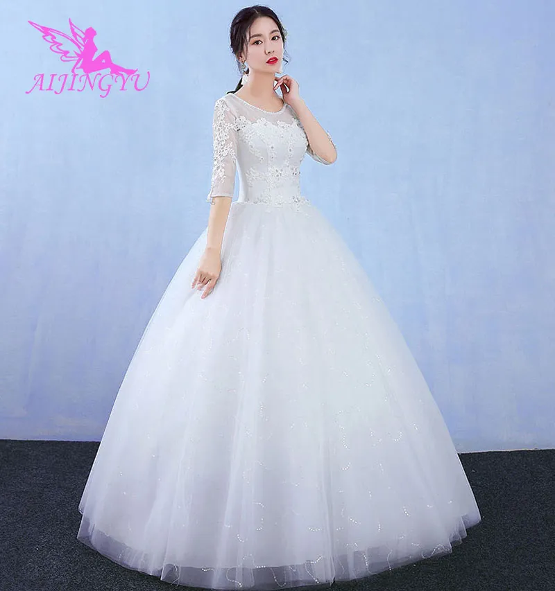 AIJINGYU 2021 nuotakos naujų karšto pardavimo pigūs kamuolys suknelė nėriniai atgal oficialų nuotakos suknelės, vestuvių suknelė WK825