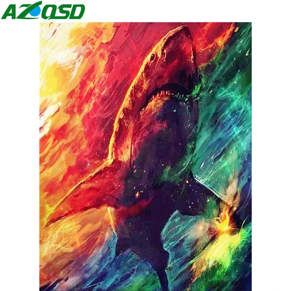AZQSD Diamond Tapybos Ryklys Kryželiu Diamond Siuvinėjimo Gyvūnų Mozaika yra Rankų darbo kvadratiniu/Apvalus Gręžimo Cirkonio Dovana