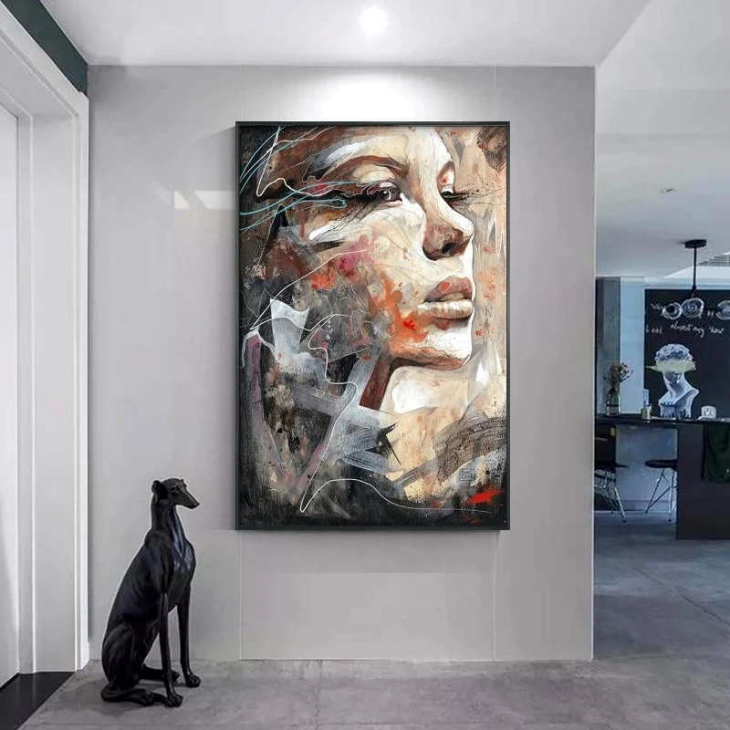 Abstraktus Moters Portretas, Plakatų ir grafikos, Akvarelės Mergina Sienos Menas Drobė Paveikslų ant Sienos vidaus Apdailos, be Rėmelio