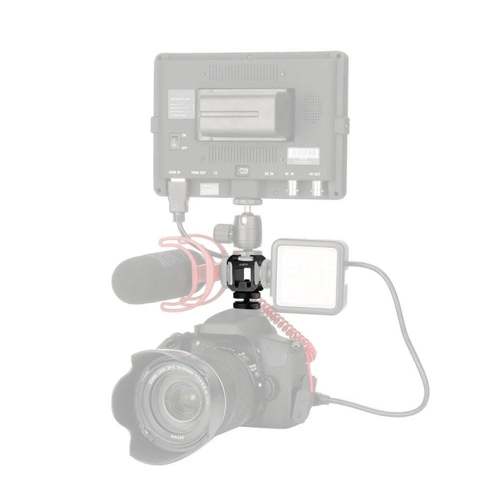 Andoer Šalto Batų Mount Adapteris-Kamera, fotografijos reikmenys, LED Vaizdo Šviesos, Mikrofonas Canon Nikon Sony DSLR Fotoaparatas