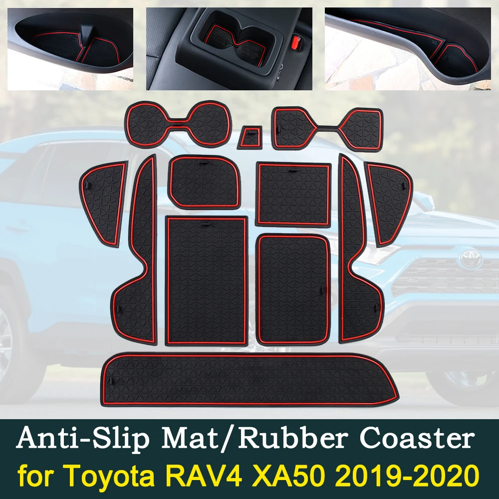 Anti-slydimo Automobilio Durų Gumos Puodelio, Pagalvėlės, Raudona Vartų Angą Padas Toyota RAV4 XA50 RAV 4 50 MK5 2019 2020 Interjero Kilimėlis, Priedai