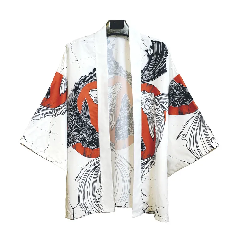 Atsitiktinis Japonų Stiliaus Megztinis Kimono Vyrų Vasaros Laisvi Marškinėliai, Unisex Japonijos Yukata Kimonos Spausdinti Streetwear Samurajų Apranga