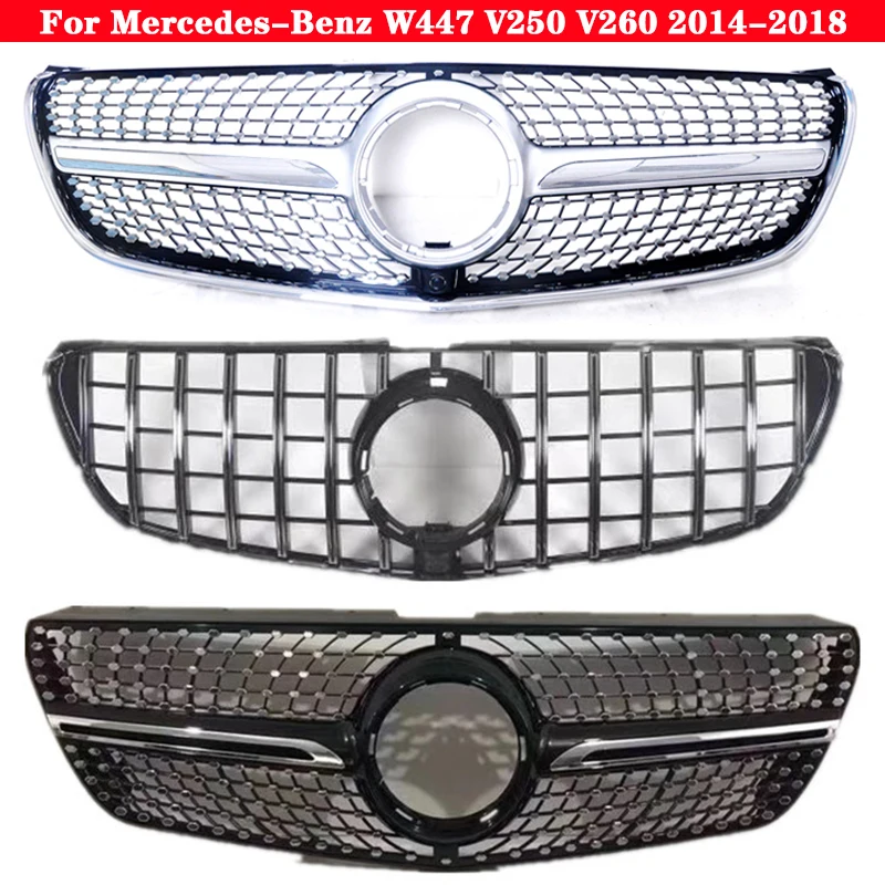 Automobilio stilius Viduryje grotelės Mercedes-Benz Vito V-Class W447 V260 V250 ABS plastiko Diamond GT bamperio grotelių C-2021