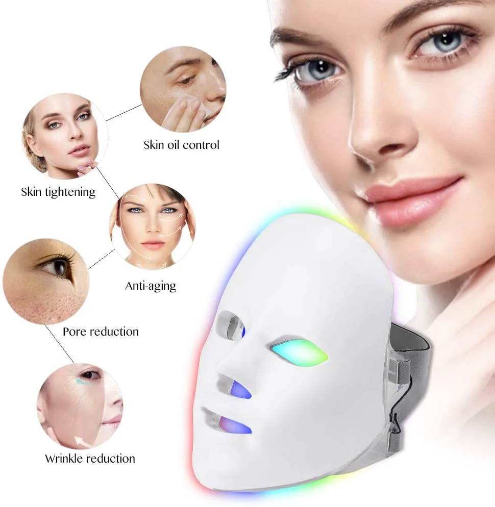BTgirl LED Terapija Veido Kaukė 7 Spalvų Fotonų Veido Mašina Raukšlių, Spuogų Šalinimas, Odos Atjauninimas Vietoje Švaresnis Prietaisas
