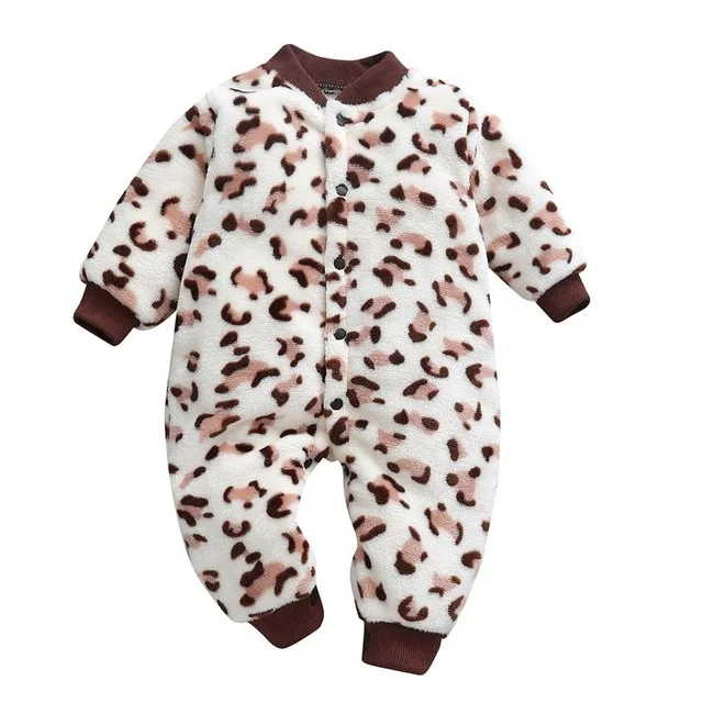 Baby Girl Berniukas Storio Romper Šiltos Žiemos Naujagimiui Kūdikių Leopard Carto Vilnos Romper Jumpsuit Minkšta Pižama Drabužius Naujausias 2021