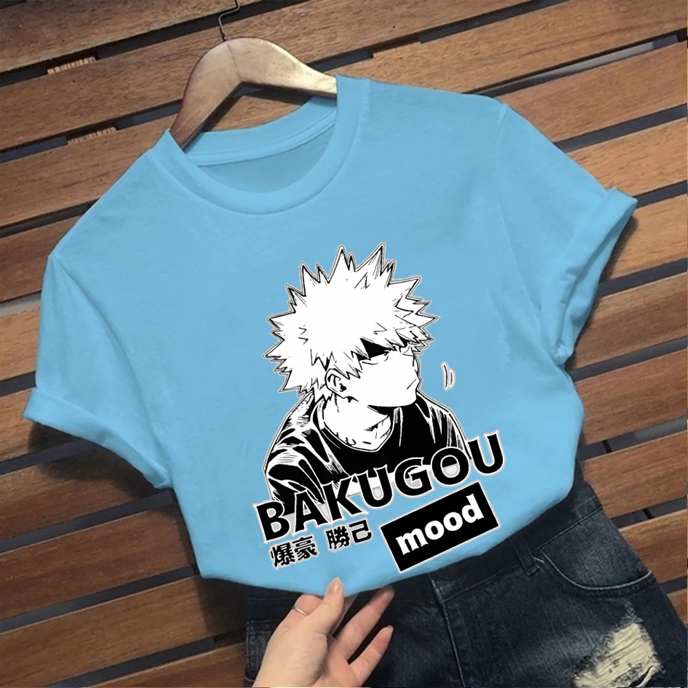 Bakugou Katsuki Unisex Marškinėliai Harajuku Mano Herojus Akademinės Bendruomenės T-Shirt Streetwear Vasaros Šukuotinės Medvilnės Marškinėlius Negabaritinius