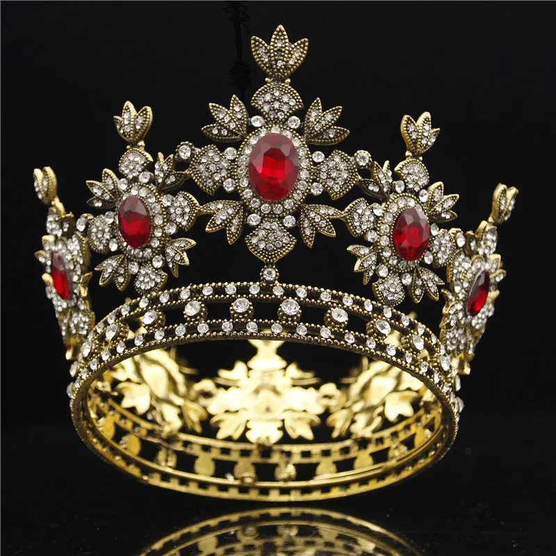 Baroko Bridal Crown Juoda Suknelė Tiara Karūna Aukso Royal King Diadem Nuotaka Vestuvių plaukų Papuošalai, Vyrų Rožančiai ir Karūnos šukuosena