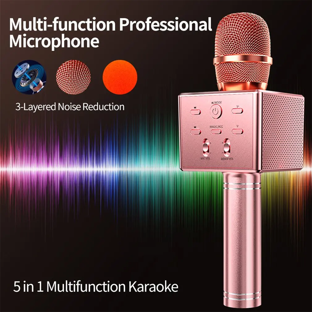 Bevielis Karaoke Mikrofonas Aliuminio Lydinio Nešiojamą Daugiafunkcį 3 Garsiau Garsiakalbiai 15W Žaidėjas Permainingi Balso