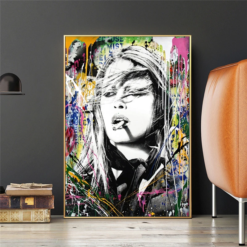 Brigitte Bardot Abstraktusis Menas, Grafiti, Drobė, Tapyba ant Sienos Menas Plakatas ir Spausdinamos Nuotraukos Namų Dekoro Cuadros Už Kambarį