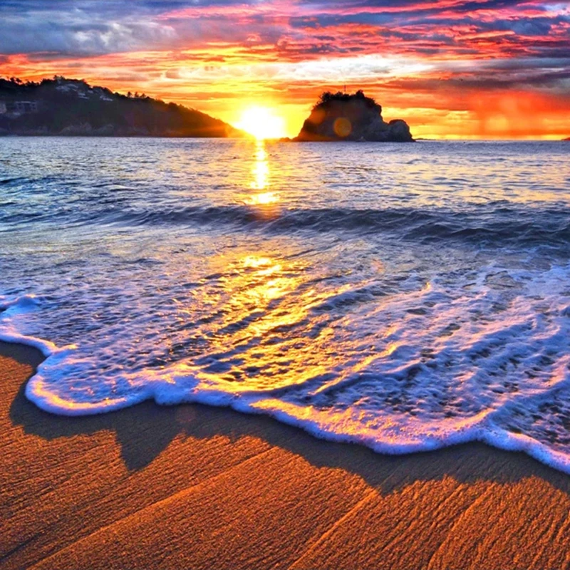 Custom Freskos Gražus Sunrise Sunset Pajūrio Smėlio Paplūdimio Kraštovaizdžio Kambarį, Miegamąjį, TV Foną, Sienos Menas Foto Tapetai