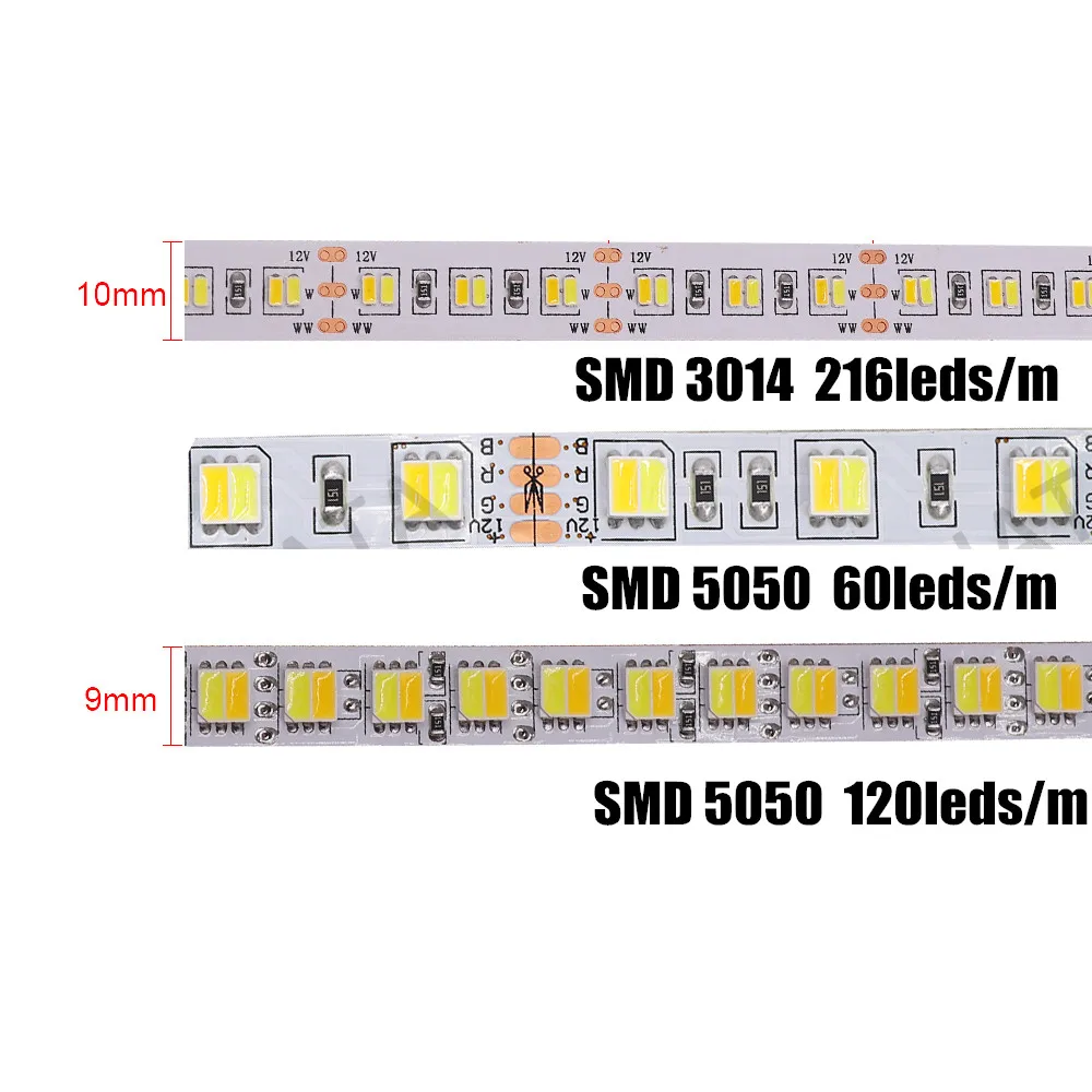 DC 12V BMT LED Juosta 5050 3014 60leds/m 120 led /m, Dual Balta + Šiltai Balta 2 in 1 Chip Spalvų Temperatūros Led Juosta 5m