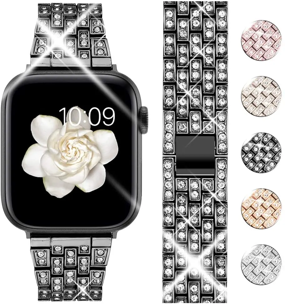 Diamond Nerūdijančio Plieno watchband apple žiūrėti series 5 40mm juostos 42mm 38mm už iwatch 