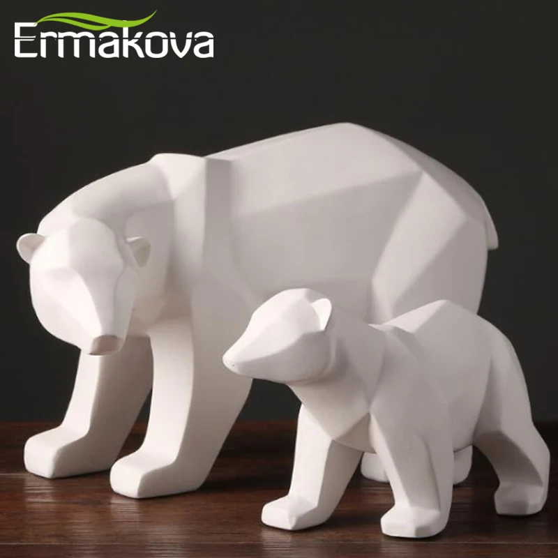 ERMAKOVA Lokio Skulptūra Geometrinis Dervos Polar Bear Statula Mados Darbalaukio Ornamentu Šiuolaikinio Abstraktaus Lokys Figūrėlės