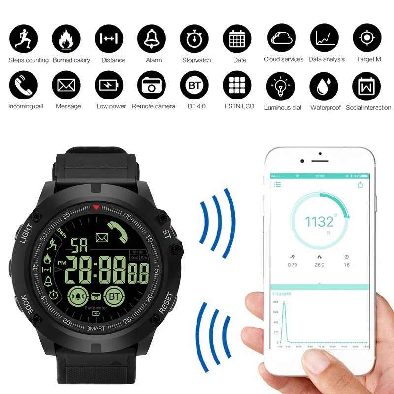 EX17S Profesionalus Sportas Smart Watch Vyrų IP68 Vandeniui 5ATM 2 Metų Laukimo 1.24 Colių Ekranas Smartwatch 