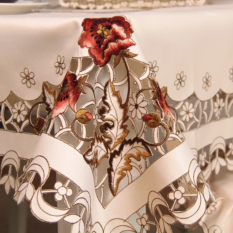 Europoje prabangių siuvinėta staltiesė stalo valgomasis stalas padengti staltiesė vestuvių gėlė, kėdė padengti namų tekstilės HM229