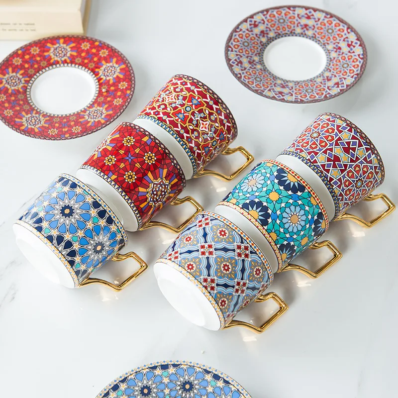 Europos stilius mažas, prabangus kavos puodelio patiekalas arbatos puodelio nustatyti Maroko stiliaus taurės ins stiliaus anglų popietės arbata, taurė
