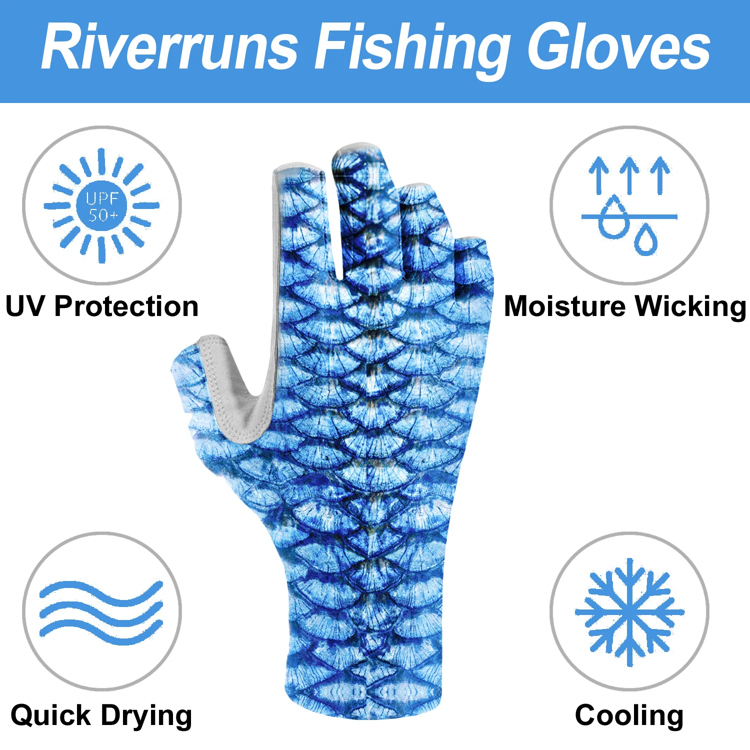 F Riverruns UPF50+ Apsauga nuo Saulės Nepirštuotos Žvejybos Pirštines ir Headscarves Vyrų ir Moterų, Žvejyba, Valtys, baidarės, Žygiai