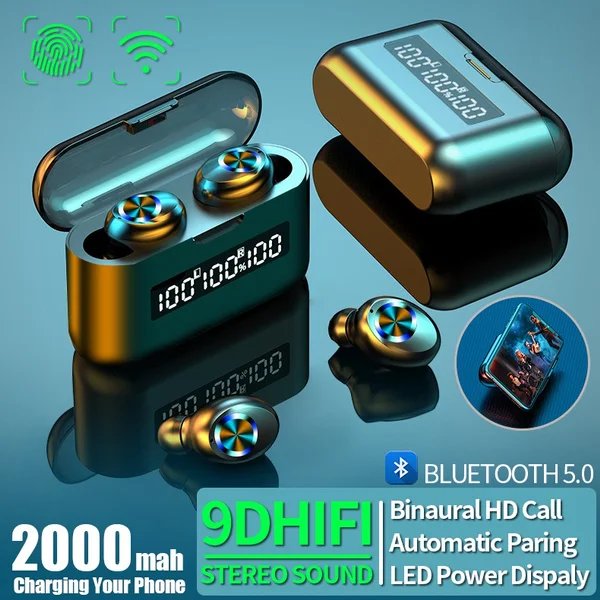 FLOVEME Bluetooth 5.0 Mini TWS Belaidės Ausinės pirštų Atspaudų Ausinėms Jutiklinis Kontrolės Ausinių su Mikrofonu Sporto Vandeniui
