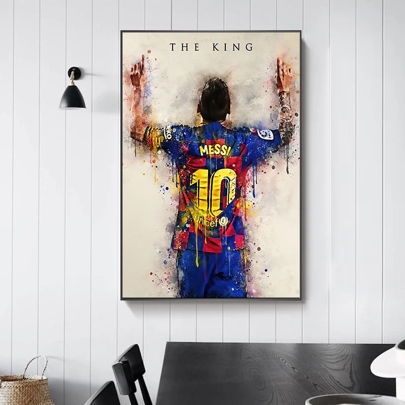 Futbolo Žvaigždė Karalius Messi Akvarelė Plakatas Spaudinių Abstrakčios Drobės Tapybos Sienos Menas Nuotraukas, Namų Puošybai Cuadros
