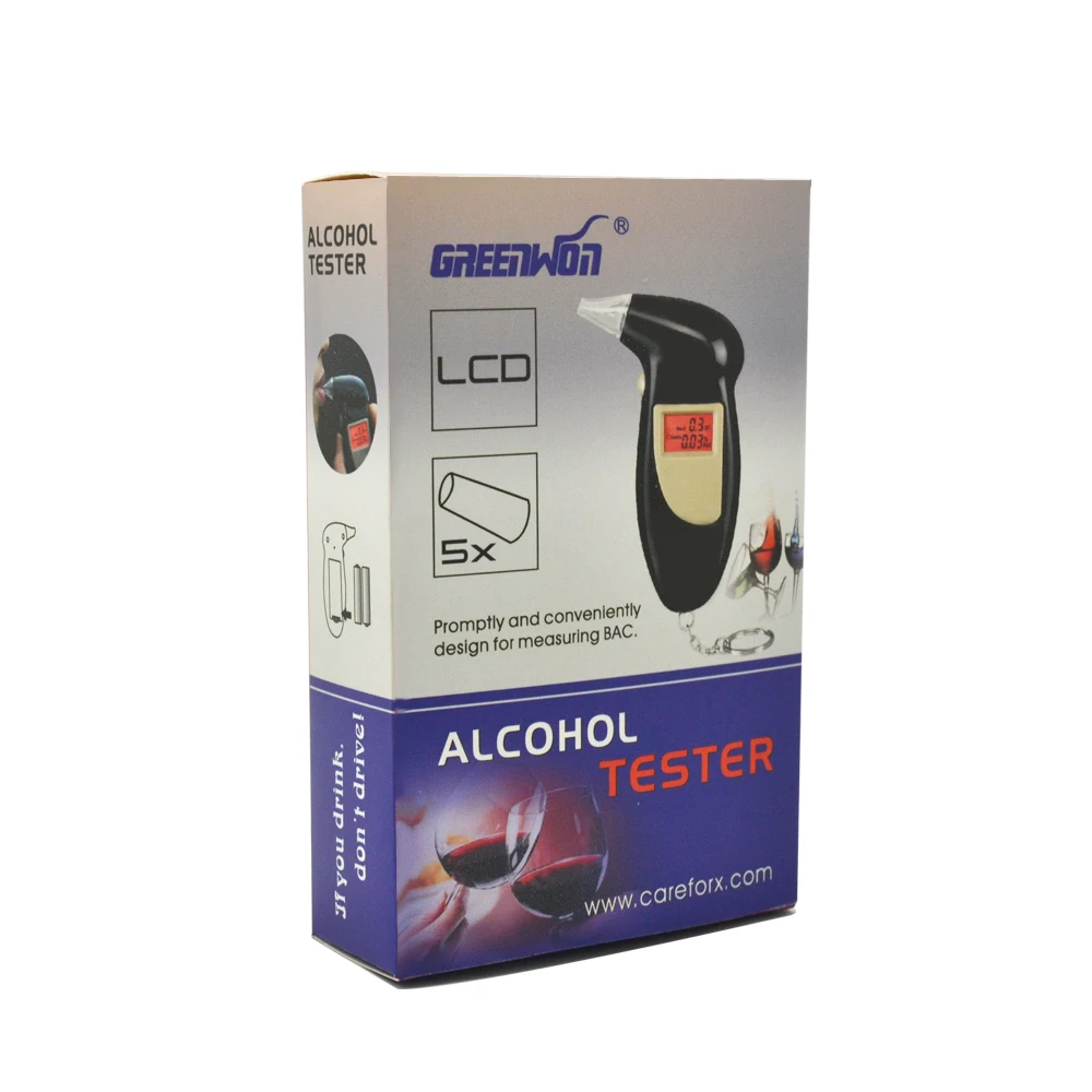 GREENWON Greitai Reaguoti Profesionalus LCD Alkoholio Testeris, Skaitmeninis Alkoholio Detektorius Breathalyzer Alcotester su Apšvietimu Ekranas