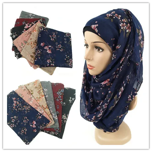 H21 Aukštos kokybės gėlių spausdinti viskozė ilgai hijab šalikas skaros, vingiuoti moterų skara haedband wrap 10vnt/daug 180*90 cm