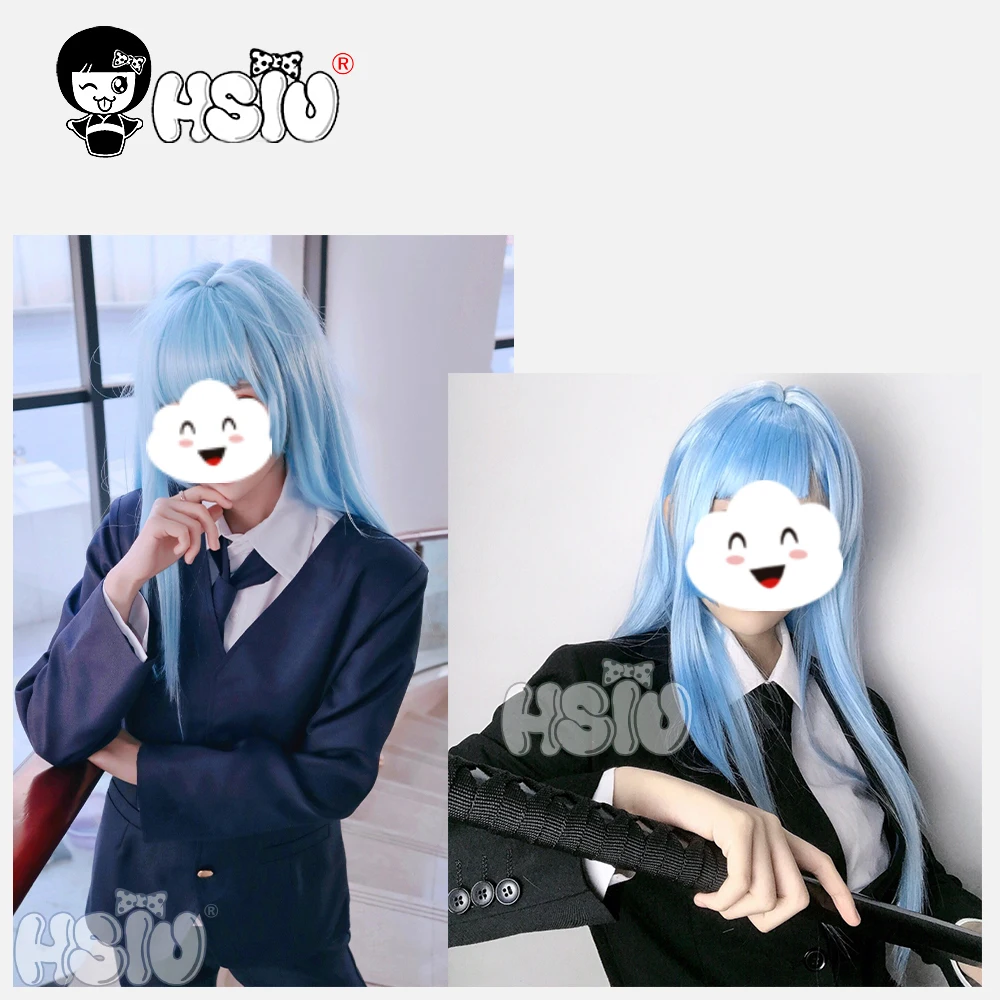 HSIU Miwa Kasumi Perukas Anime Džiudžiutsu Kaisen Cosplay mėlyna Ilgi plaukai+Nemokamas Prekės perukas bžūp
