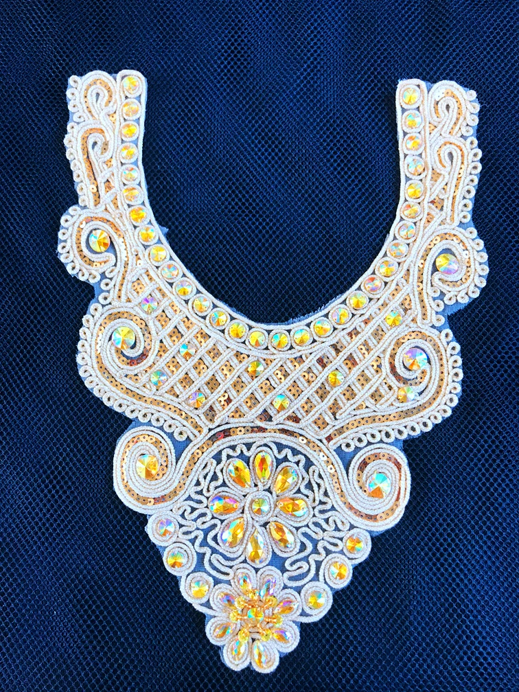 Handsewing kristalų pleistrai aukso siūti Blizgančiais Cirkonio nėrinių aplikacijos 36*30cm viršuje suknelė sijonas