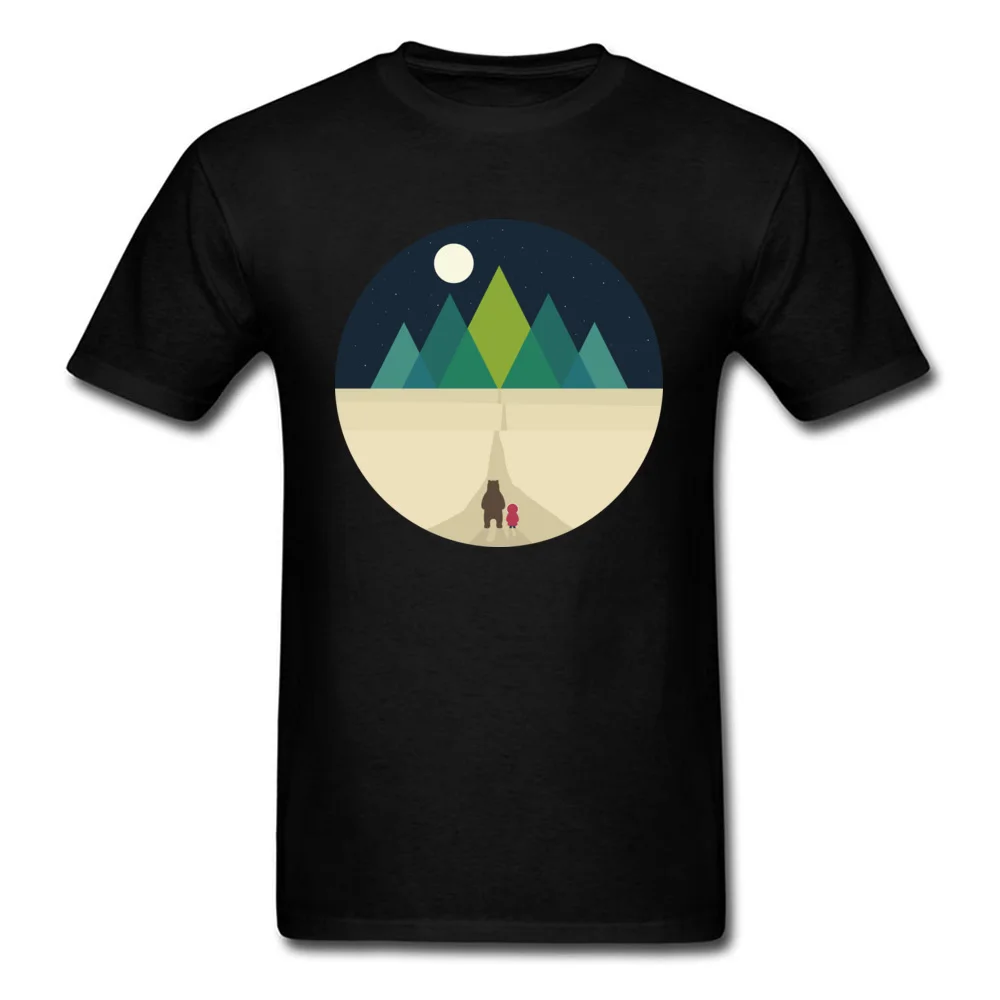 Ilga Kelionė 2018 Užsakymą Dizaino vyriški T Shirts Geometrinis Kalnų Mėnulis Naktį Animacinių filmų Spausdinti Šeimos Viršuje Tees