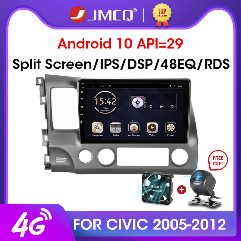 JMCQ 2+32GB Android 9.0 CarPlay DSP Automobilio Radijo Multimidia Vaizdo Grotuvas, Navigacija, GPS automagnetolos Honda Civic 2005-2012 m. 2din