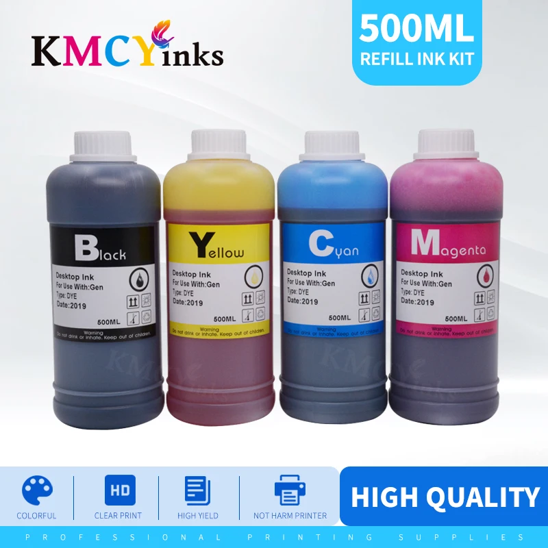 KMCYinks 500ML Dye Ink HP 100 500 510 800 5500 T610 T770 T790 T1100 T1120 T1200 T2300 Z2100 Z3100 Z3200 Z5200 Spausdintuvą