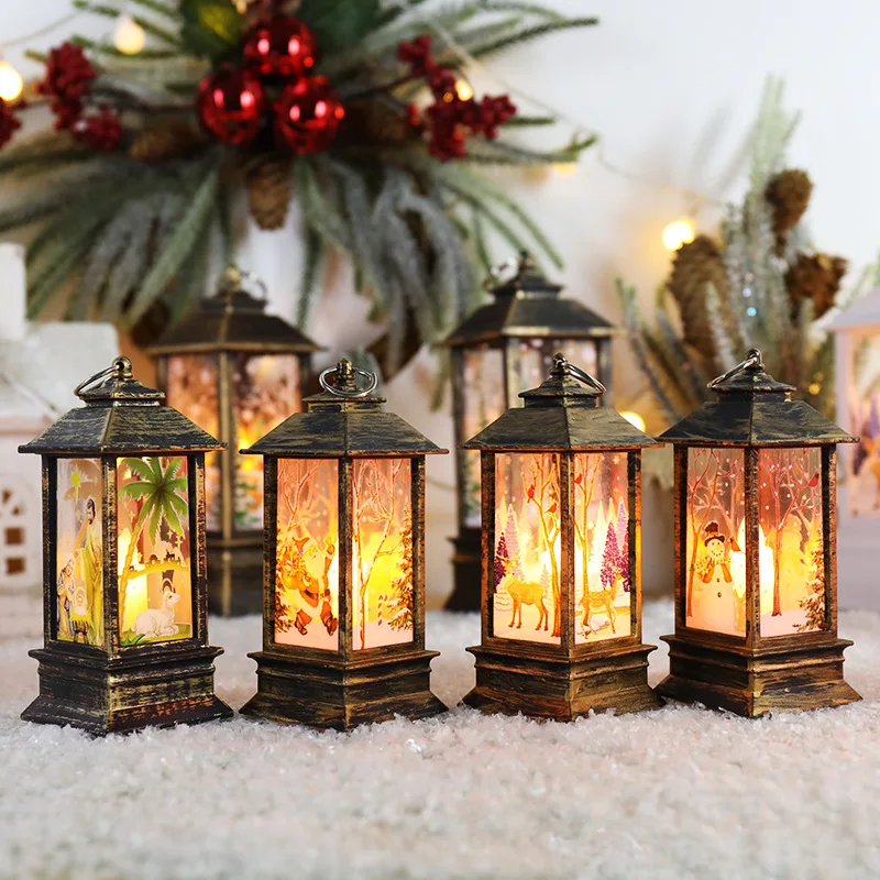 Kalėdų Vėjo Lempos Žvakių Šviesos Kabinti Pakabučiai Santa Sniego Briedis Didelis LED Dažytos Naktį Šviesos Darbalaukio Dekoro Kalėdos naujieji Metai
