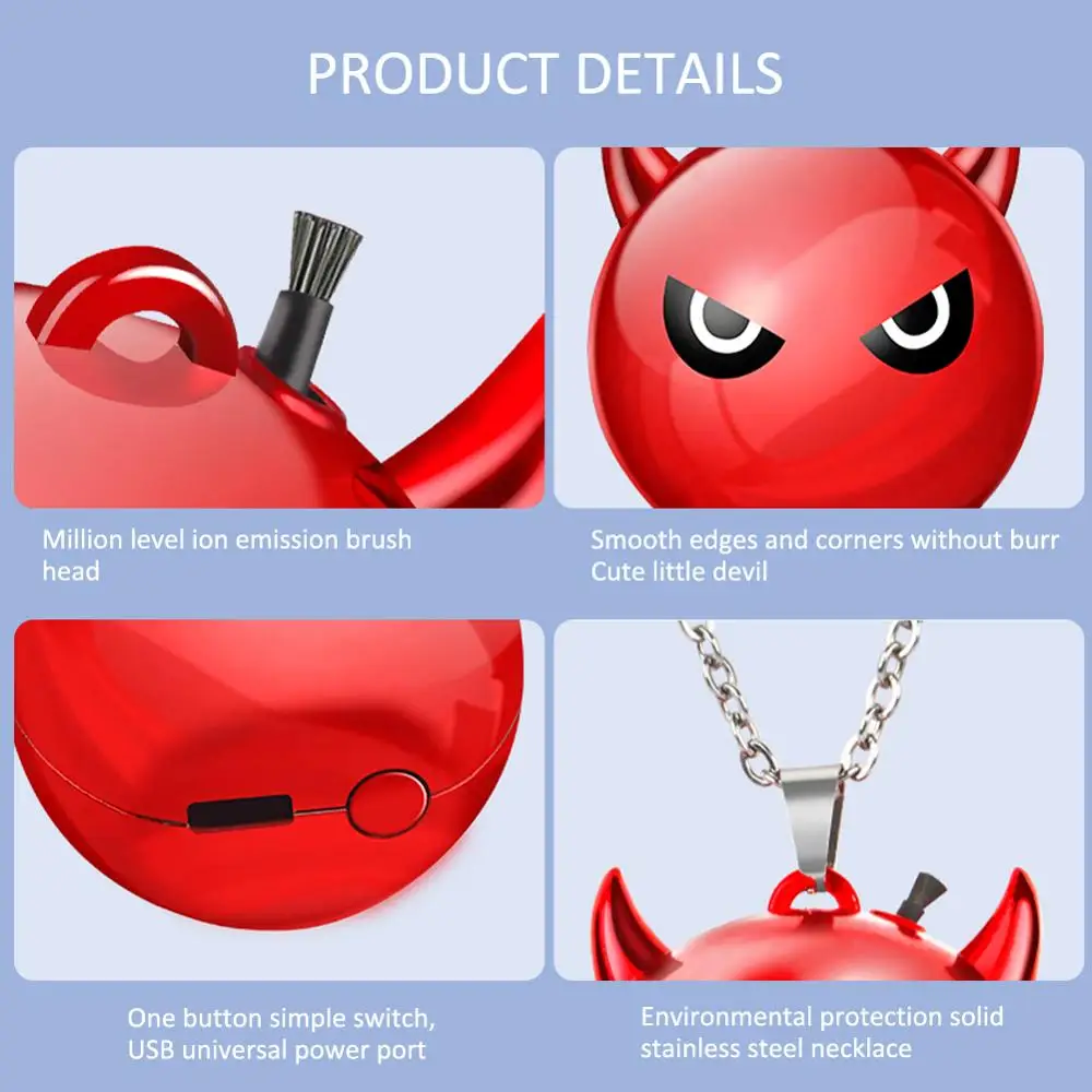 Karoliai Oro Valytuvas Mini USB nešiojamus Nešiojami Karoliai Neigiamą Oro valymo Gaiviklis Raudona Dropshipping