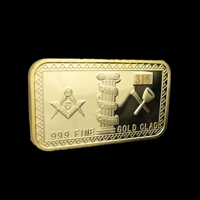 Karšto Masinu Iššūkis Monetos Freemason Tėvystė Brolija Aukso Juosta 999 Bauda Auksas, Plakiruoti 3D Dizainas Su Byla Dovanų Kolekcija