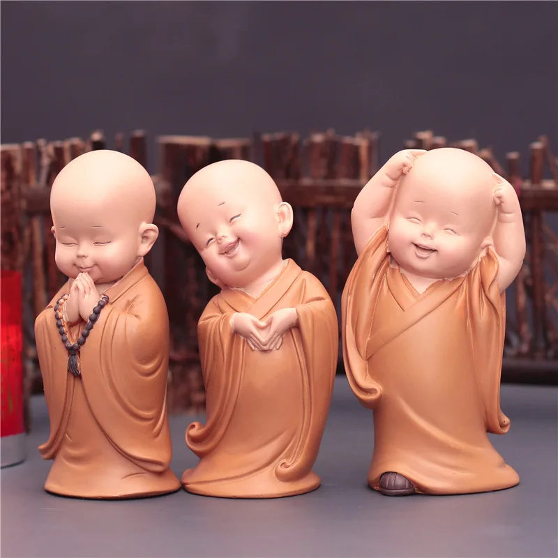 Kinų stiliaus mielas dervos mažai vienuolis, skulptūra, statula, Šiuolaikinio meno skulptūrų Namų puošybai figūrėlės nemokamas pristatymas geriausia dovana