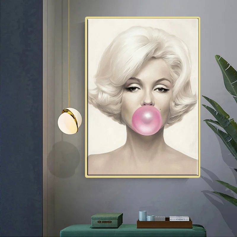 Kramtomosios gumos meno plakatas Marilyn drobės tapybos Monroe sienos meno spaudinius ir plakatai modernios sienos kambarį dekoruoti paveikslai