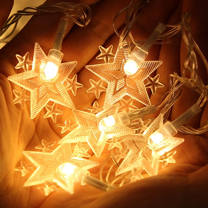 LED Žvaigždė Kalėdų Šviesos Eilutę Šmėžavimas Girliandas Baterija Kalėdų Lempos Atostogų Šalis Vestuvių Dekoratyvinis Pasakų Žibintai