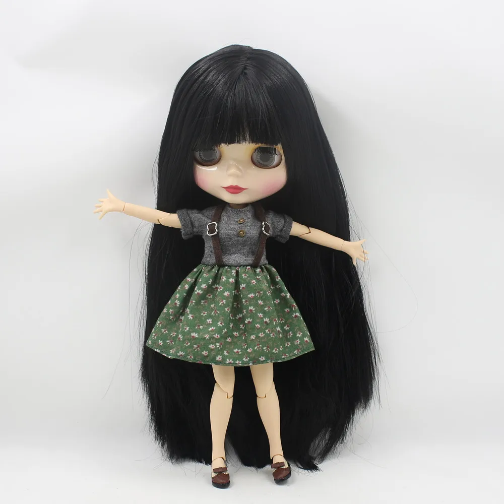 LEDINIS DBS Blyth bjd doll žaislas juoda tiesūs ilgi plaukai, balta oda, bendras kūno 1/6 plika lėlė 30cm
