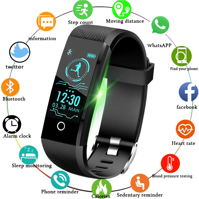 LIGE smart watch Vyrų fitneso tracker sporto Stebėti kraujo spaudimą, širdies ritmo monitorius Žadintuvą priminti smartwatch 