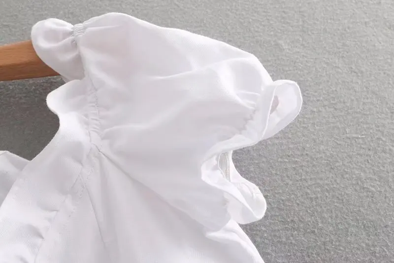 Lanbaiyijia Naujausias moterys saldus raukiniai, nėriniai-up apkarpyti viršūnes palaidinė V-kaklo trumpomis rankovėmis balti marškinėliai moterims atsitiktinis chic trumpi marškinėliai