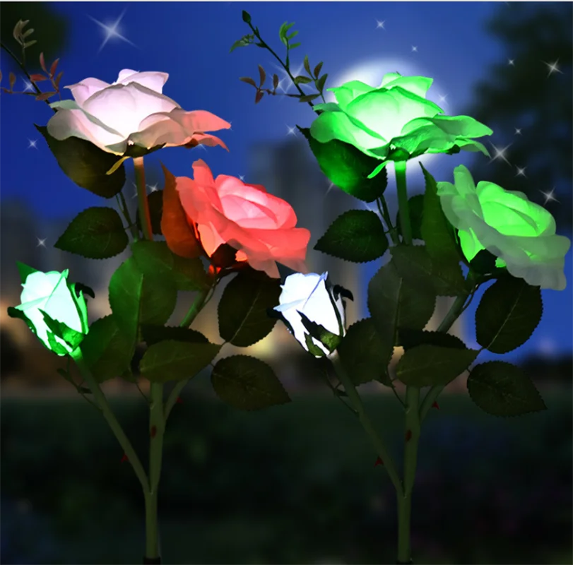 Lauko LED Saulės Šviesos RGB Spalvų Saulės Energijos Lempos Lily Rose Gėlių Dekoras atsparus Vandeniui Sodo Veją Kelias Vestuves Atostogų