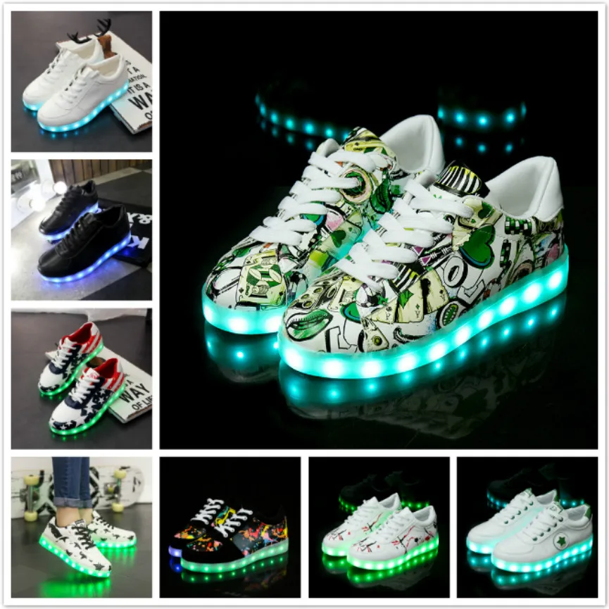 Led šviesos sportbačiai šviesos batai žėrintis mergaičių vaikai šviesos batai vaikams usb įkrovimo atsitiktinis butas bateliai vyrai berniukas led šviesos