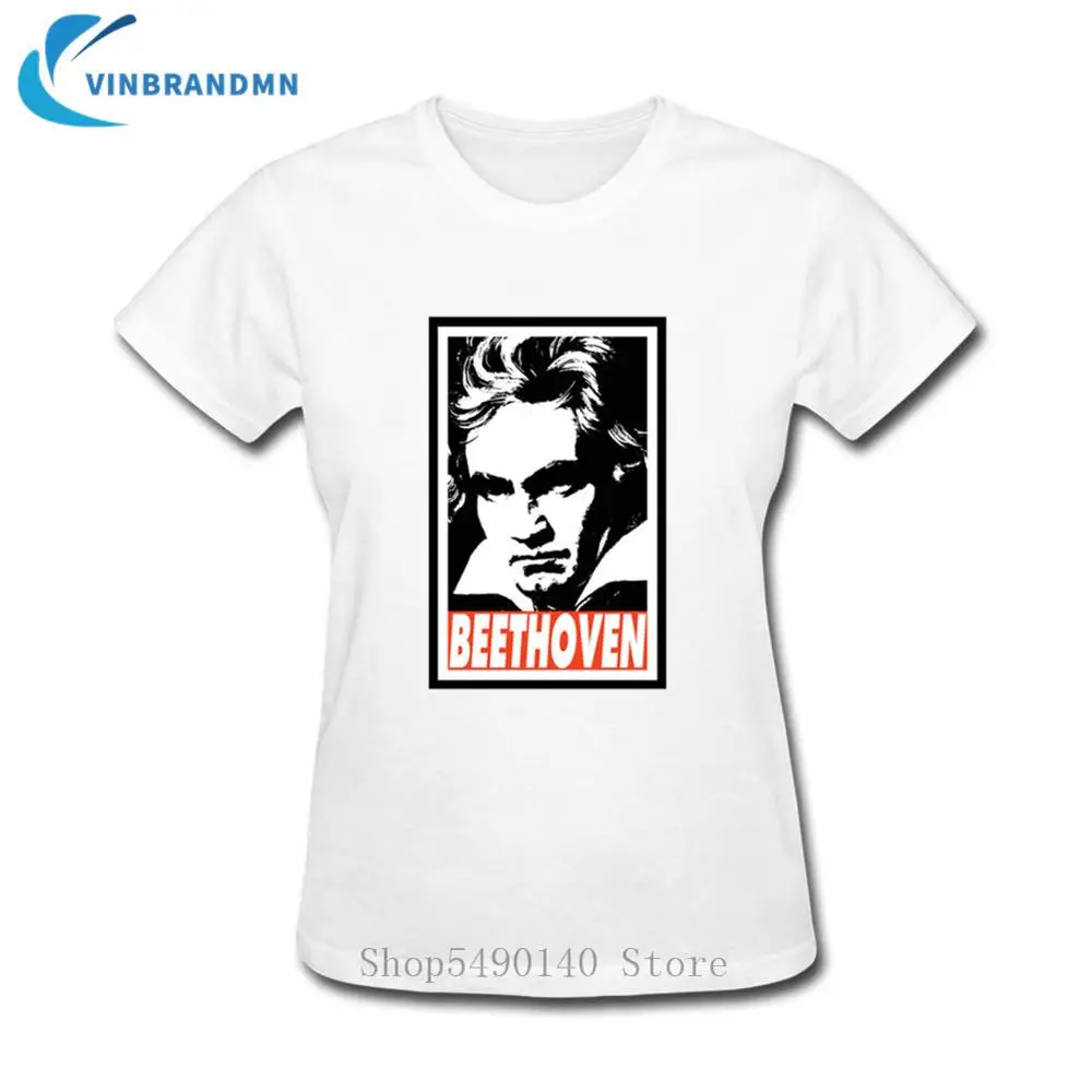 Ludwig Van Beethoven T-Shirt Muzikantas Bethovenas Propagandos Plakatų Marškinėliai Moterims Lašas Laivas Vasaros Retro Trumpas Rankovės Medvilnė Tee