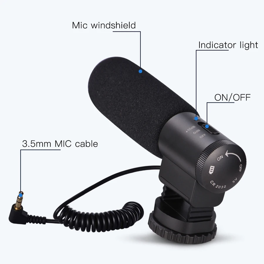 MAMEN MIC-03 Kamera, Mikrofonas (3,5 mm MIKROFONO Kištukas Kondensatoriaus Įrašymo Microfone Už Nikon 