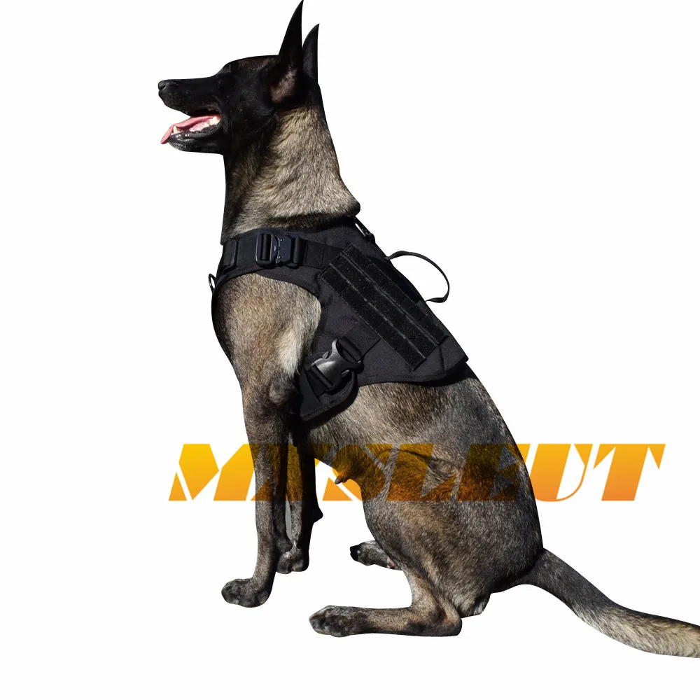 MXSLEUT Taktinis šunį vest Rankena Viduryje K9 diržai reguliuojamo dydžio karinės šunų Mokymo Medžioklės Molle Šunį Vest Diržas