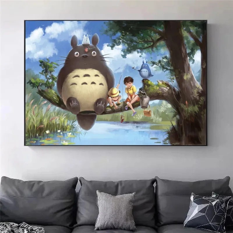Mano Kaimynas Totoro Hayao Miyazaki Animacinį Filmą Plakatai Ir Spausdina Japonų Anime Drobės Tapybos Paveikslą Ant Sienos Menas Apdaila