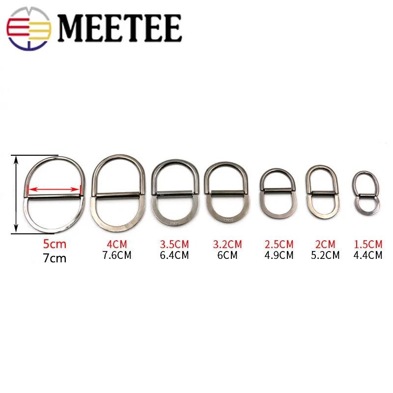 Meetee 4pcs 15-50mm Metalo Dvigubu D Žiedu Sagtis Bagažo Dirželis, Kailis Diržo Reguliavimo Mygtuką 