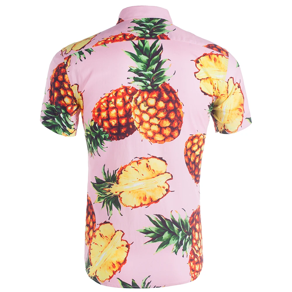 Mens Top Marškinėliai Vasaros trumpomis Rankovėmis Medvilnės Havajų Gėlių Ananasų Spausdinti Mados Marškinėliai Vyrams camisa hombre US DYDIS