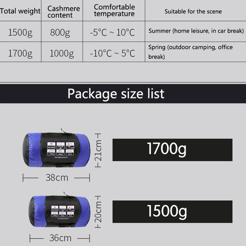 Miegmaišis Lauko Ultralight Antis Žemyn Suaugusiųjų Paketas, Lauko Kempingas Rudenį Miegmaišį Tuščiaviduriai Medvilnės Miega Bag1.3\1.7 kg